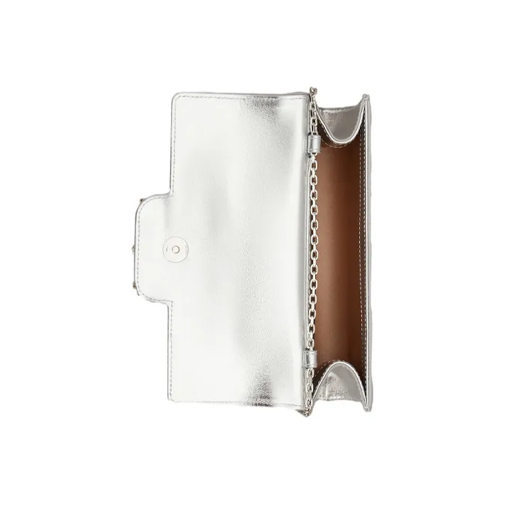 Roger Vivier RV BOUQUET STRASS Cow Leather Evening Party Bag Clutch Shoulder Bag Crossbody Bag Mini Women's Silver-4