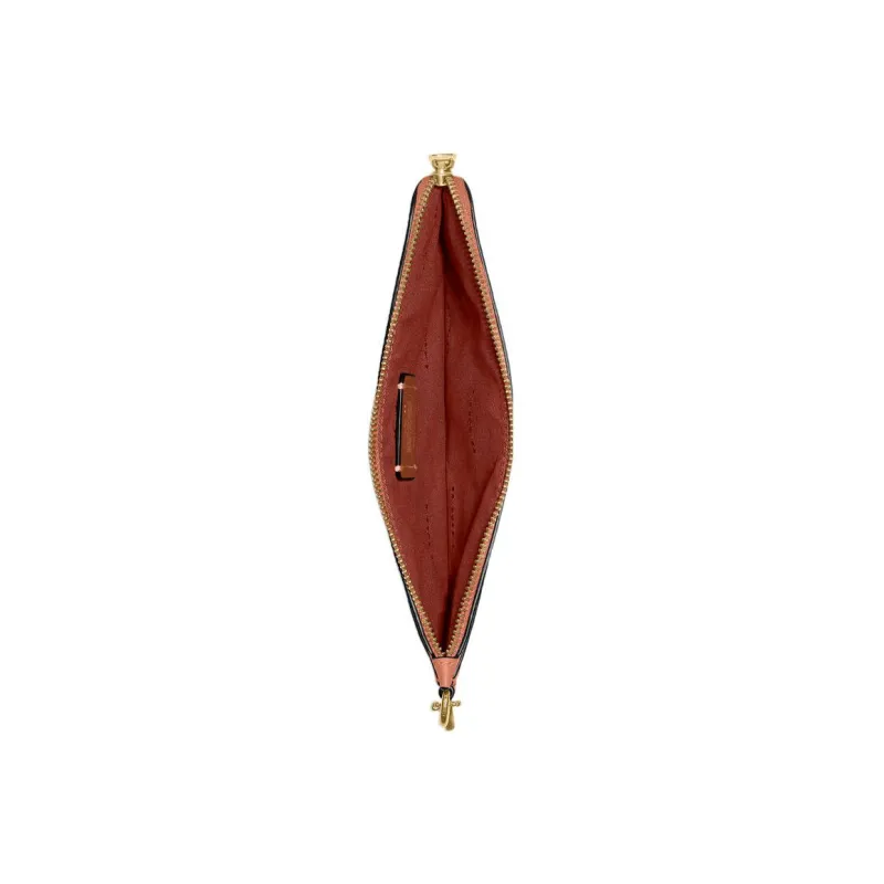 COACH L Zip Cow Leather Wrist Bag Coin Purse, Clutch Small Size Women's Nude & Saddle Brown-2