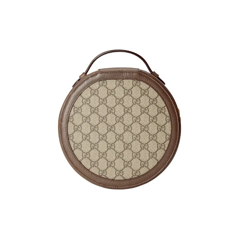 GUCCI Ophidia Canvas With Leather Round Cake Bag Handbags Earphone Cases Unisex Ebony/Brown-2