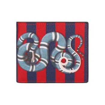 GUCCI Leather Wallet Regular Men's Red/Blue