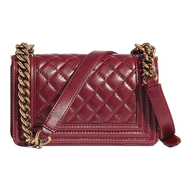 CHANEL Cow Leather Flap Bag Shoulder Bag Trumpets Women's Burgundy-1