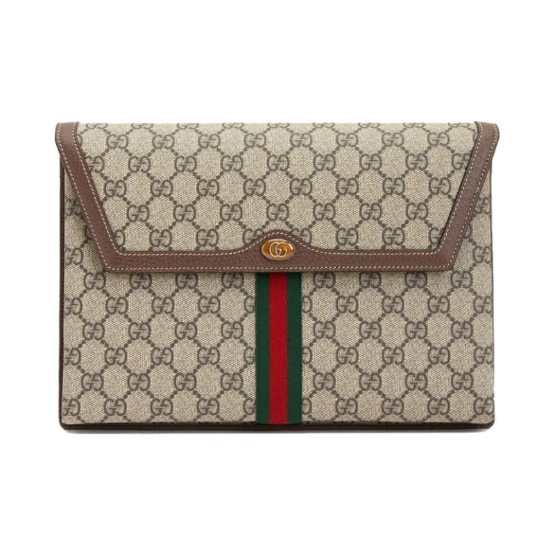 GUCCI Cow Leather Envelope Bag Clutches Regular Men's Ebony/Brown-0