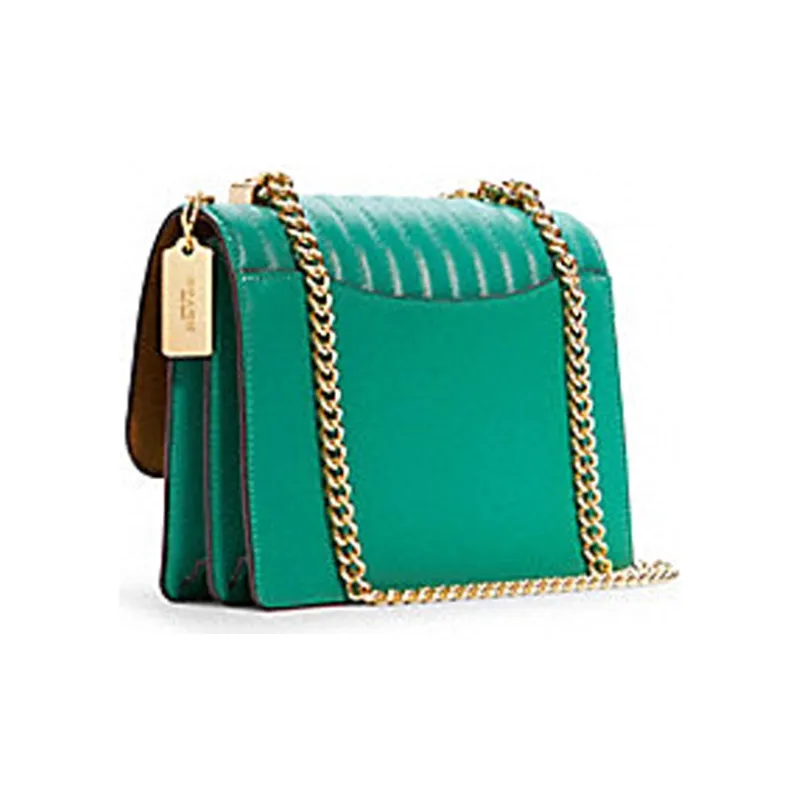 COACH Klare Leather Trunk Bag Small Square Bag Shoulder Bag Crossbody Bag Small Size Women's Green-1
