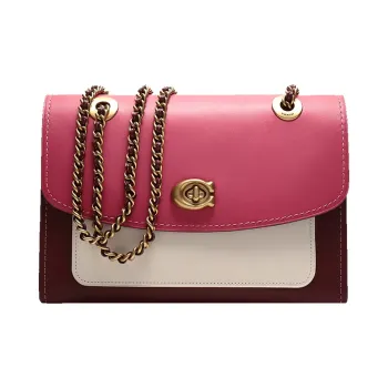 COACH Parker Leather Portable Crossbody Bag Shoulder Bag Women's Rose Red Multicolor