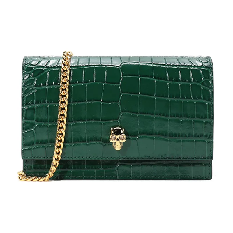 Alexander McQueen Skull Leather Crossbody Bag Shoulder Bag Women's Dark Green-0
