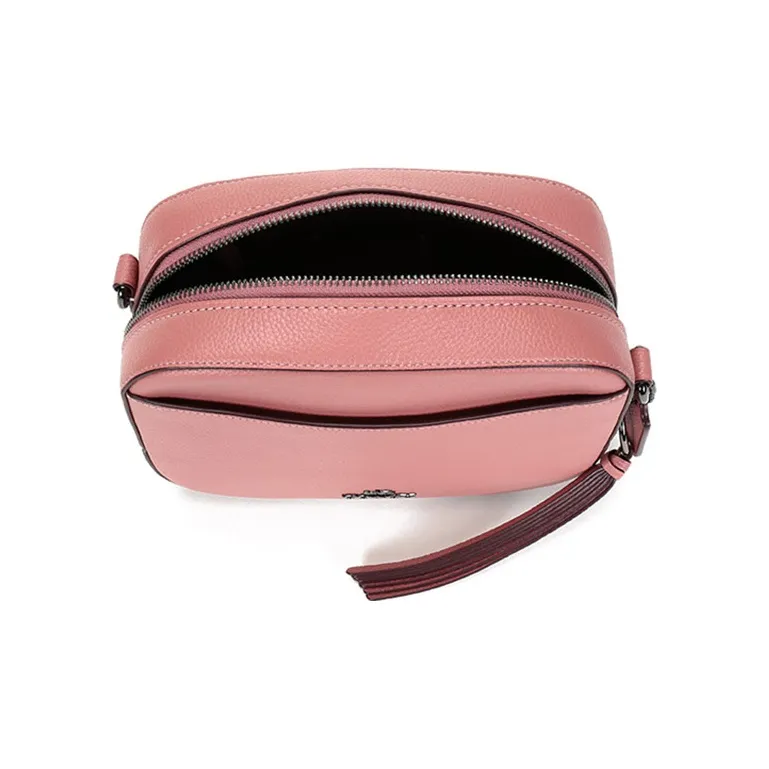 COACH Camera Polished Grained Leather Camera Bag Shoulder Bag Crossbody Bag Small Size Women's Vintage Pink-5