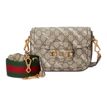 GUCCI Horsebit 1955 Canvas Saddle Bag, Shoulder Bag, Crossbody Bag Mini Women's Ebony