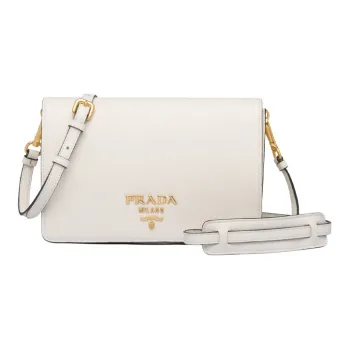 PRADA Cahier Leather Messenger Bag Shoulder Bag Crossbody Bag Women's White