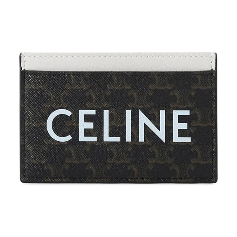 CELINE Coated Canvas Card Holder Card Holder Women's Charcoal Black Bone White Tawny-0