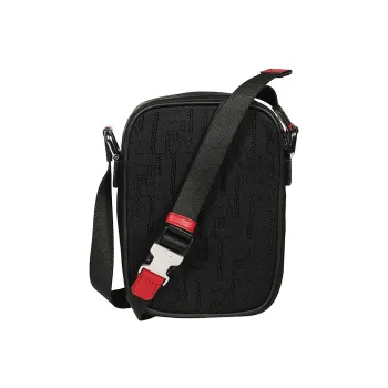 FENDI Mesh Canvas With Leather Vertical Messenger Bag, Camera Bag, Crossbody Bag, Shoulder Bag Men's Black