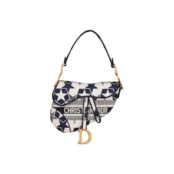 DIOR Saddle Fabric Shoulder Bags Handbags Women's White/Blue