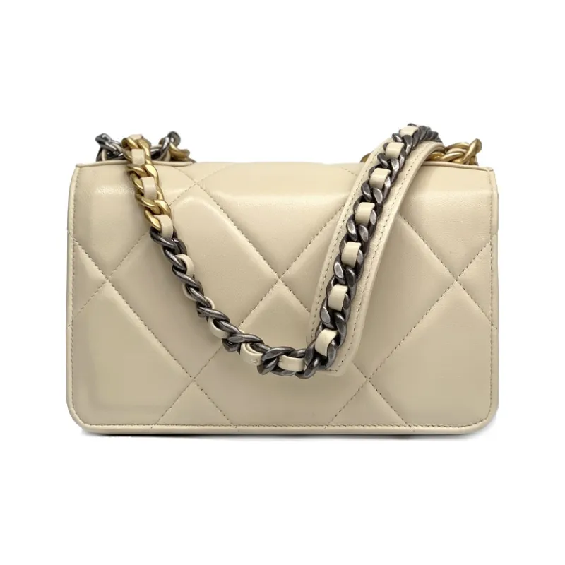 CHANEL 19BagWOC Sheepskin Handbag, Shoulder Bag, Crossbody Bag Regular Women's Beige-1