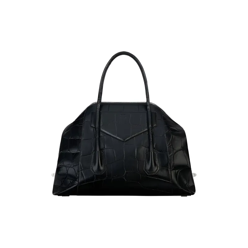 GIVENCHY Antigona Embossed Leather Tote One Shoulder Handbag Medium Size Women's Black-2