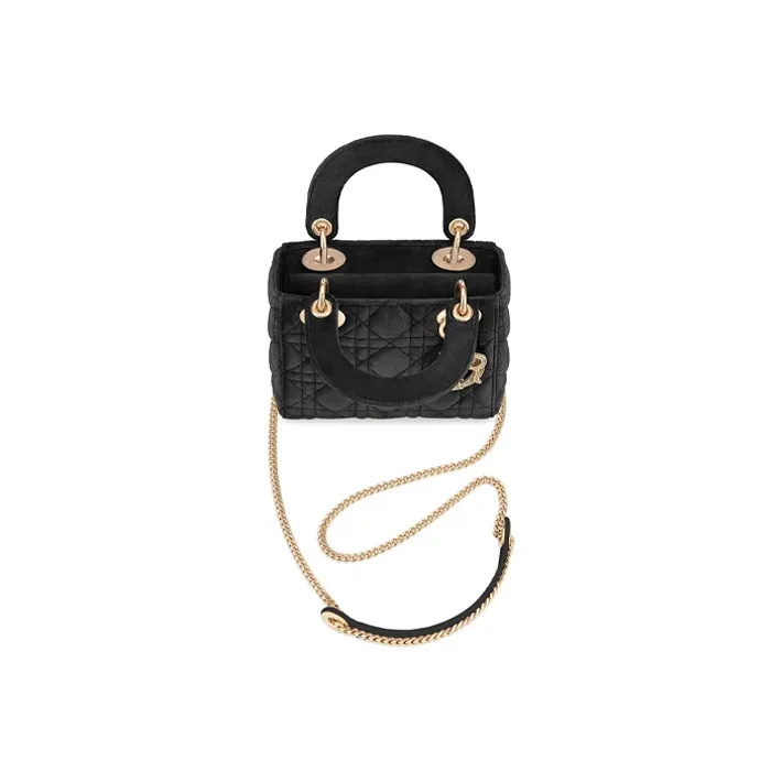 DIOR Lady Dior Velvet Dior Bag Shoulder Bag Crossbody Bag Handbag Mini Women's Black-2