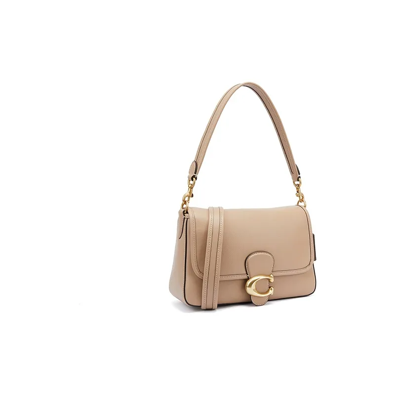 COACH Leather Shoulder Bag, Crossbody Bag, Shoulder Bag, Handbag Medium Size Women's Light Coffee-3