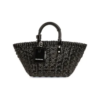 Balenciaga BISTRO Cow Leather Basket Handbag Extra Small Women's Black