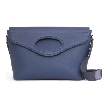 Burberry Grain Texture Leather Messenger Bag Shoulder Bag Men's Dark Blue