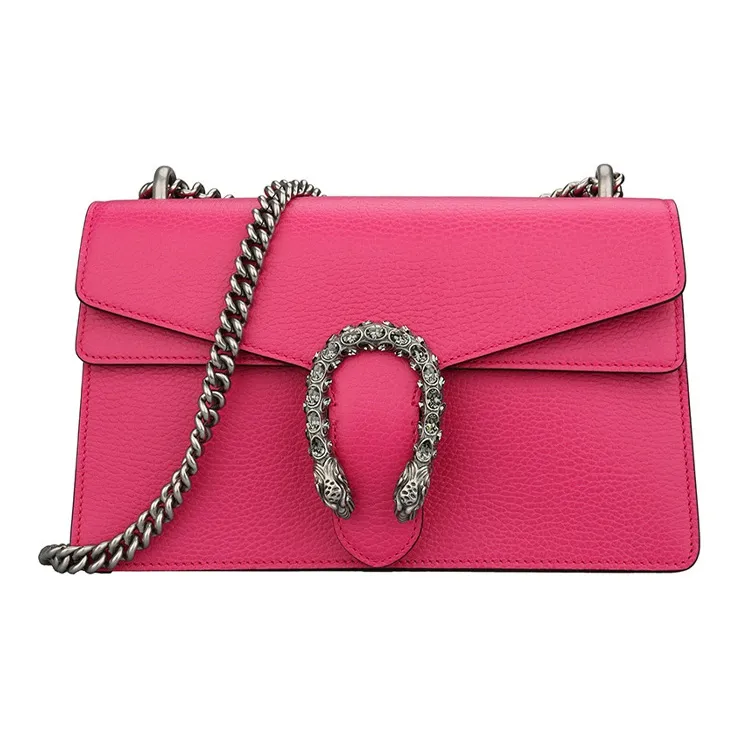 GUCCI Leather Wine God Treasure Single Shoulder Crossbody Bag Small Size Women's Fuchsia-0