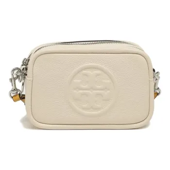 TORY BURCH Perry Leather Small Square Bag, Crossbody Bag, Camera Bag Mini Women's Ecru