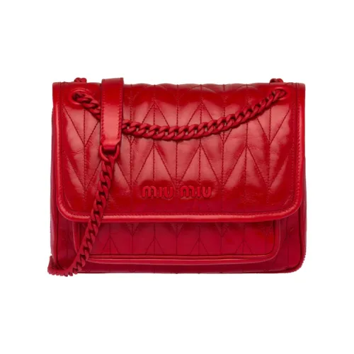 MIU MIU Calfskin Messenger Bag Shoulder Bag Crossbody Bag Women's Red