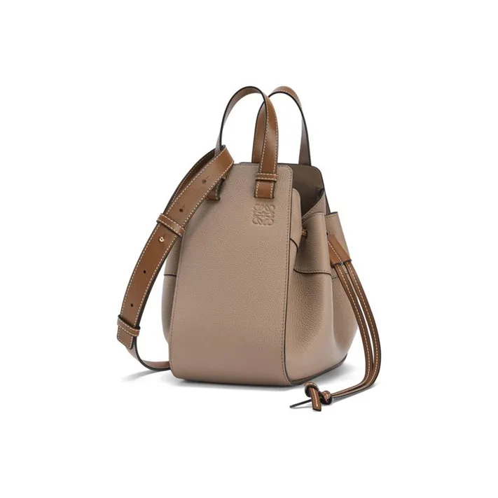LOEWE Hammock Soft Grained Calfskin Hammock Bag Handbag Shoulder Bag Crossbody Bag Small Size Women's Cameo Brown-3