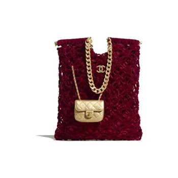 CHANEL Lambskin Tote Bag, Shopping Bag, Handbag Women's Burgundy