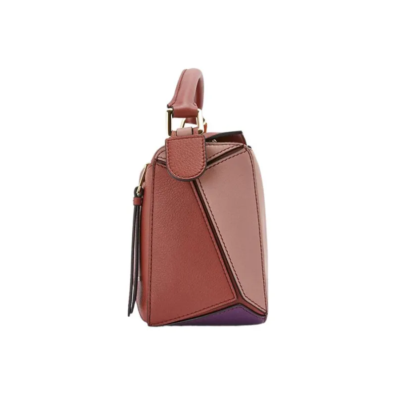 LOEWE Puzzle Calfskin Shoulder Bag Crossbody Bag Handbag Women's Deep Purple/dark Rust-3