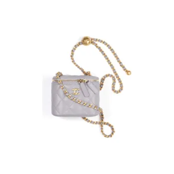 CHANEL Sheepskin Makeup Bags Box Bag Shoulder Bag Crossbody Bag Women's Gray