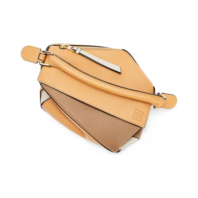 LOEWE Puzzle Calfskin Puzzle Bag Crossbody Bag Shoulder Bag Small Size Women's Warm Sand Brown-5
