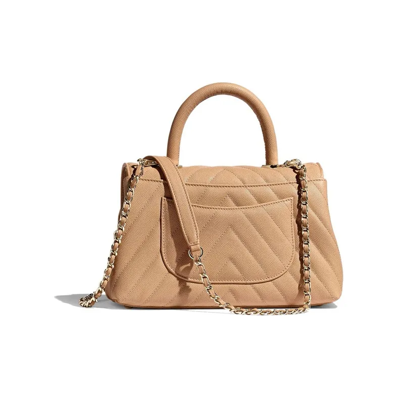 CHANEL Coco Handle Calfskin Metal Finish One Shoulder Handbag Trumpets Women's Beige-2