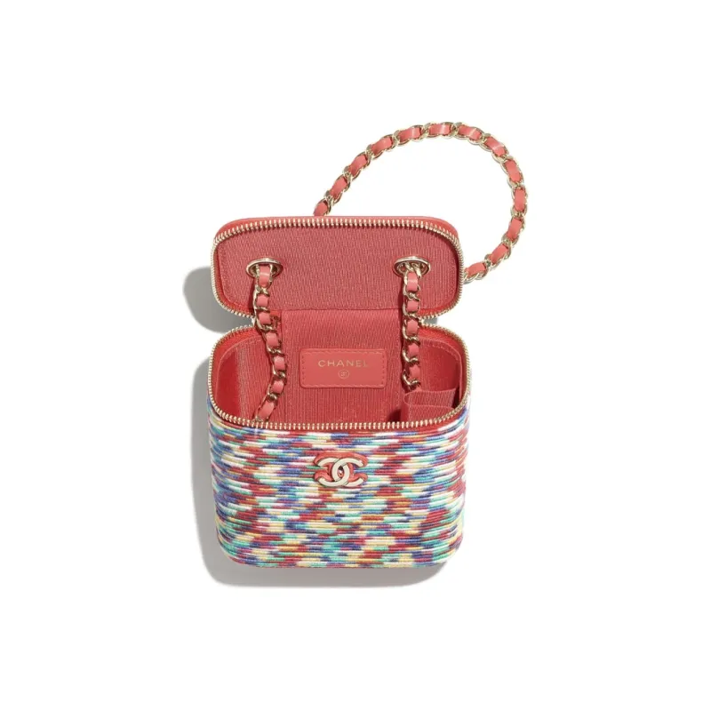 CHANEL Velour And Metal Square Box Clutch Trumpets Women's Pink Multicolor-3