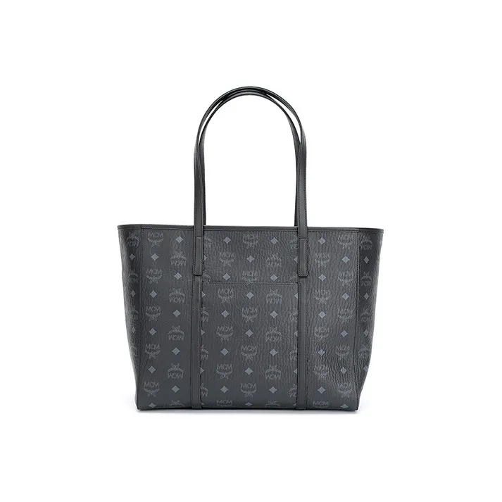 MCM Coated Canvas With Nappa Leather Tote Bag, Shopping Bag, Shoulder Bag, Handbag Medium Size Women's Black-2