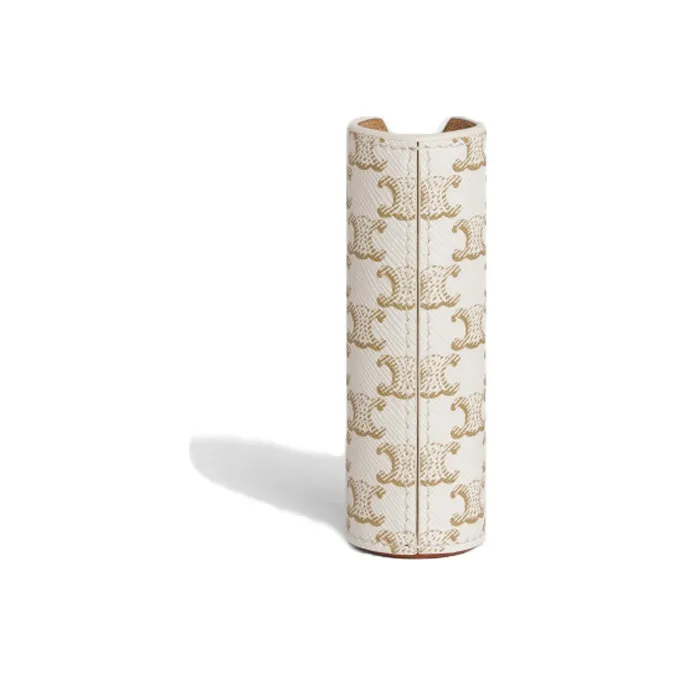 CELINE Cow Leather Perfume Bottle Travel Case With Storage Bag Unisex White-2