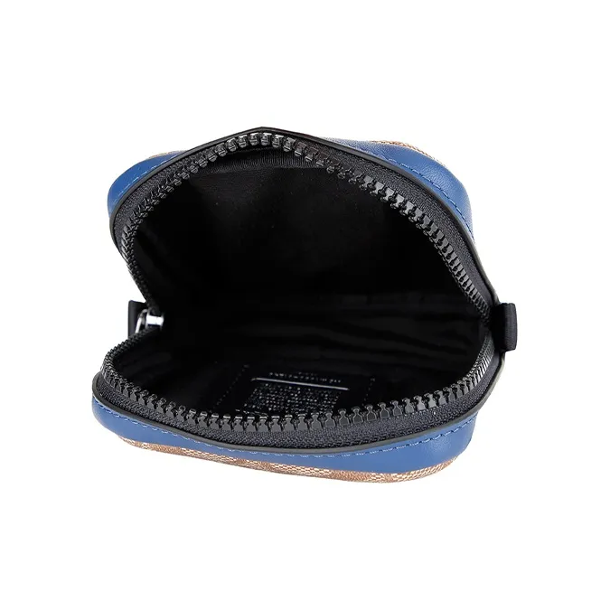 COACH Disney Collaboration Pouch Coated Canvas With Leather Clutch Card Holder Coin Purse Mini Men's Navy Admiral Blue-4