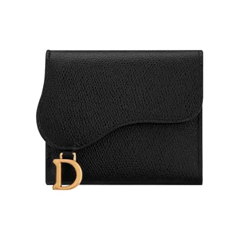 DIOR Saddle Goatskin Saddle Bag Wallet Women's Black