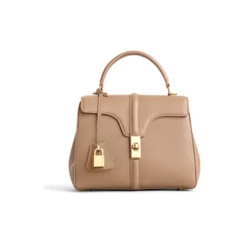 CELINE 16 Cow Leather Handbag Small Size Women's Beige