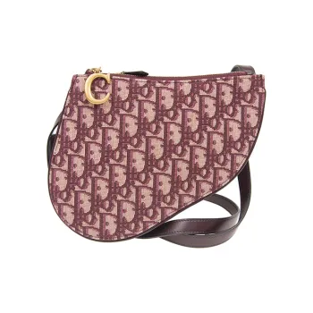 DIOR Saddle Canvas Shoulder Bag Crossbody Bag Women's Burgundy
