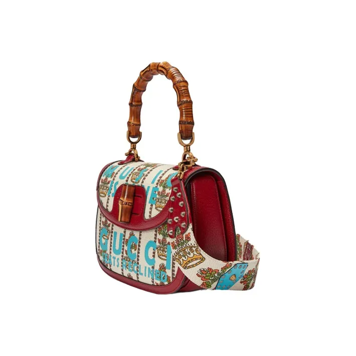 GUCCI Cow Leather Shoulder Bag, Crossbody Bag, Handbag Medium Size Women's Ivory White/Red-3