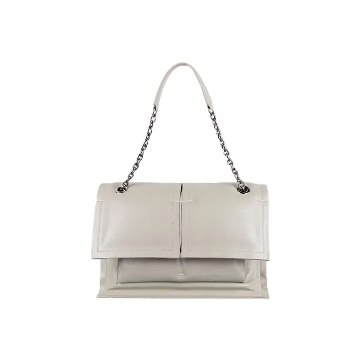 YESE STUDIO Elizabeth Series Cow Leather Portable Crossbody Bag, Shoulder Bag Men's Light Gray-0