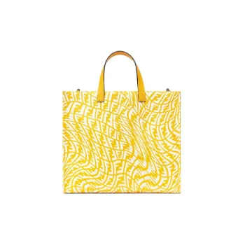 FENDI Canvas With Leather Tote Bag, Shopping Bag, Handbag Regular Unisex Yellow
