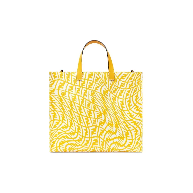 FENDI Canvas With Leather Tote Bag, Shopping Bag, Handbag Regular Unisex Yellow-0