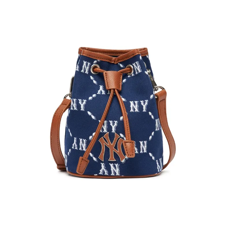 MLB Monogram Collection Polyester Synthetic Leather Bucket Bag, Shoulder Bag, Fanny Pack Mini Unisex Blue-0