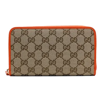 GUCCI Canvas With Leather Canvas Bag Wallet Women's Ebony/Orange