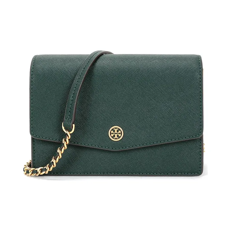 TORY BURCH Robinson Leather Portable Crossbody Bag, Shoulder Bag Women's Dark Green-0