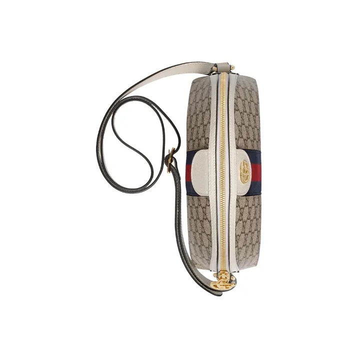 GUCCI Ophidia Canvas With Leather Dome Bag Shoulder Bag Crossbody Bag Small Size Women's Ebony White-3