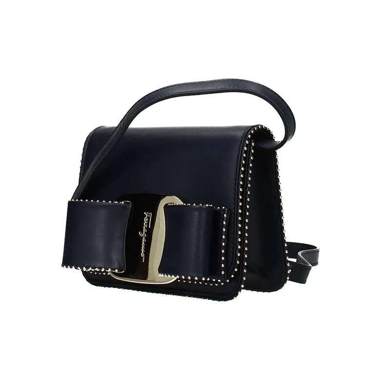 FERRAGAMO Leather Crossbody Bag, Shoulder Bag Women's Blue-1