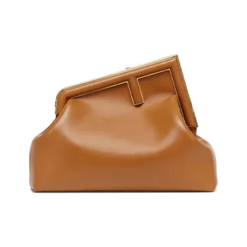FENDI Fendi First Lambskin Handheld Shoulder Bag Crossbody Bag Medium Size Women's Brown