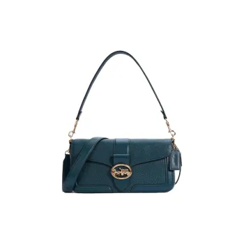COACH Georgie Buffalo Leather Shoulder Bag Wine God Bag Portable Crossbody Bag Shoulder Bag Women's Navy Blue