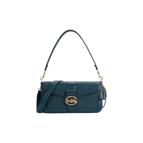 COACH Georgie Buffalo Leather Shoulder Bag Wine God Bag Portable Crossbody Bag Shoulder Bag Women's Navy Blue