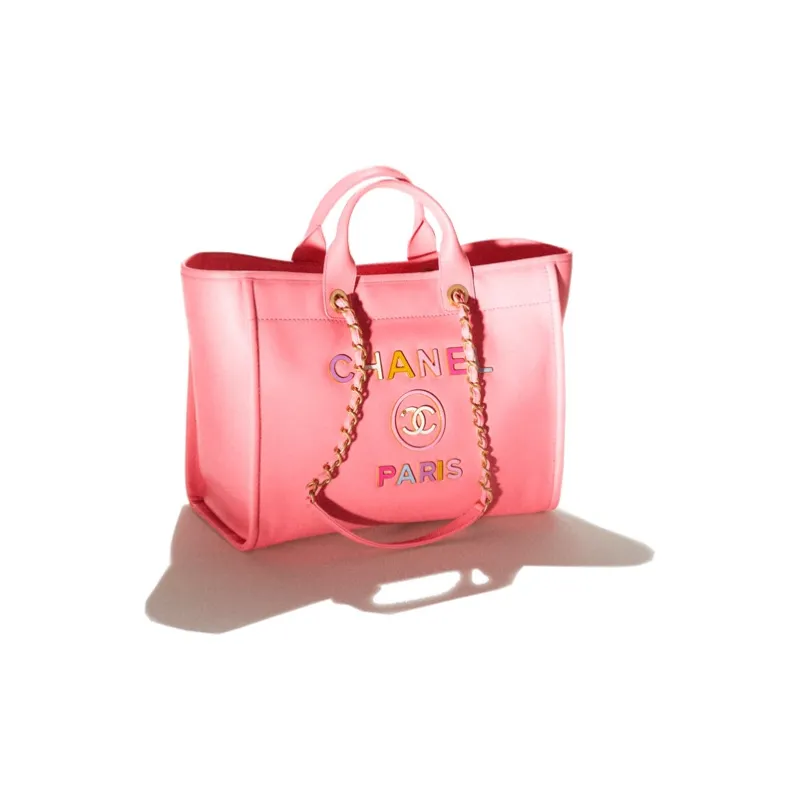 CHANEL 22SS Calfskin Tote Bag, Shopping Bag, Shoulder Bag, Crossbody Bag, Handbag Tubas Women's Coral Pink-1